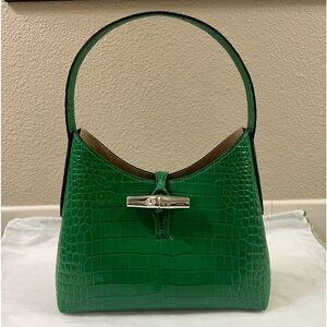 LONGCHAMP XS Roseau crocodile-embossed leather shoulder bag MSRP$490 Rare Find